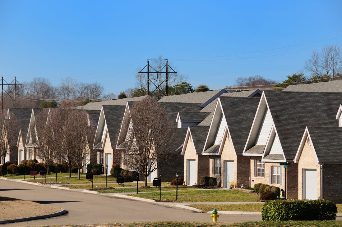 Rows of houses in a quiet Knoxville suburb